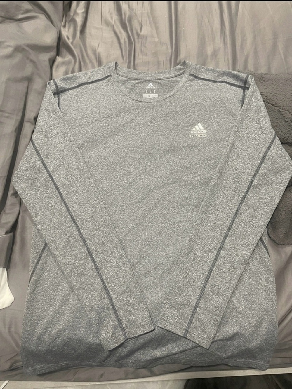 Adidas Techfit Climalite Heather Gray Long Sleeve Tee XL NWOT